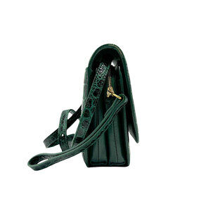Balenciaga leather logo green bag embossed shoulder